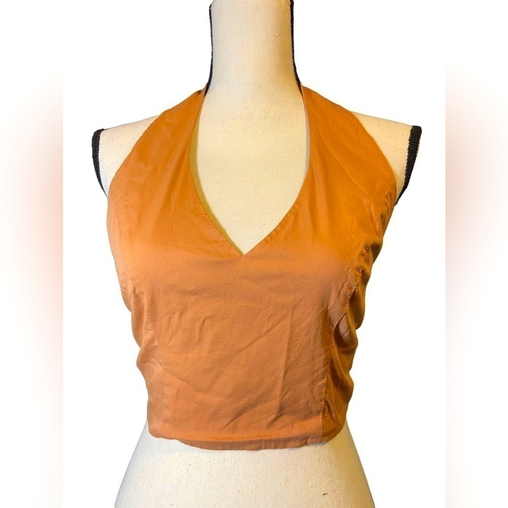 BURNT Orange Tie Back Gianni Bini Halter Top